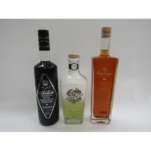 9325 - Antica Sambuca with liquorice flavour liqueur 70cl, The Oxon Liqueur Company Christmas Vodka 50cl an... 