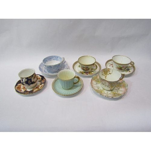 4363 - Six Victorian cups and saucers including Aynsley, Worcester, Crown Derby