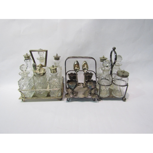 4372 - Three Victorian cruets in silver plated stands