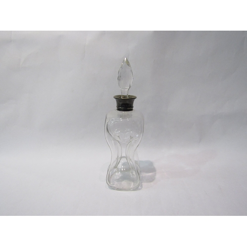 4380 - A silver collar waisted decanter, 25cm high