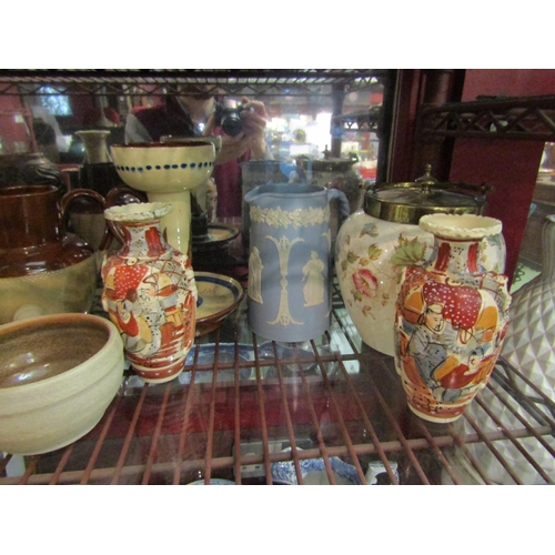 4383 - A small collection of assorted ceramics including pair of Chinese export vases, Wedgwood style jug, ... 