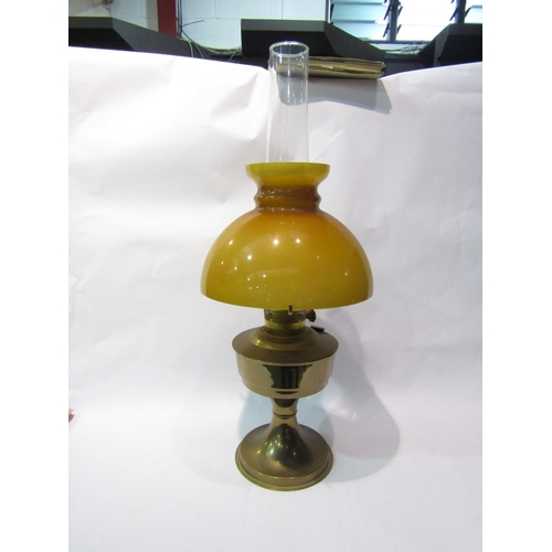 4394 - A brass oil lamp with glass shade