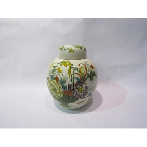 4415 - A Masons lidded ginger jar, white ground with floral decoration, 23cm high