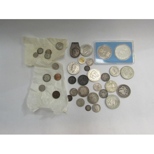 4309 - A small collection of mainly British pre-decimal silver and copper including shillings of George II ... 