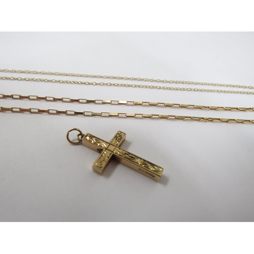 6061 - A 9ct gold necklace, 9ct gold cross pendant and neckchain stamped 9k, 4.8g