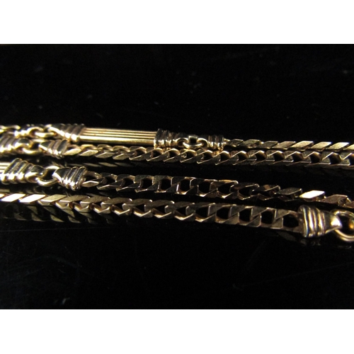 6067 - A 9ct gold bar and link chain necklace, 70cm long, 18.6g