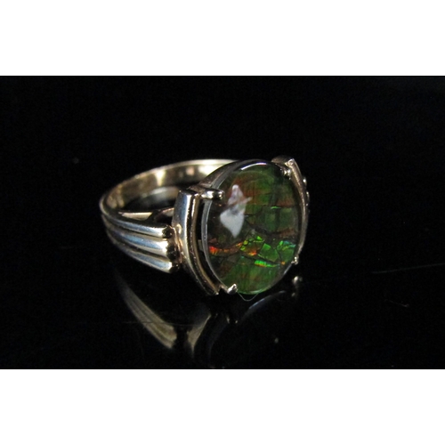 6140 - A gold ring with oval black opal doublet, stamped 10k. Size K, 3.3g