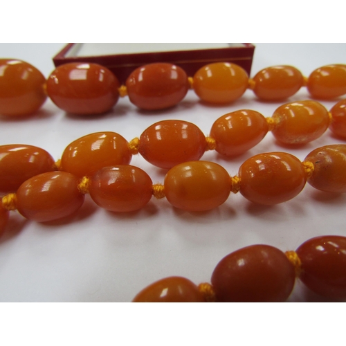 6221 - An amber bead necklace, graduated beads, 22mm x 15mm largest bead, 88cm long, 47.3g and a pair of am... 