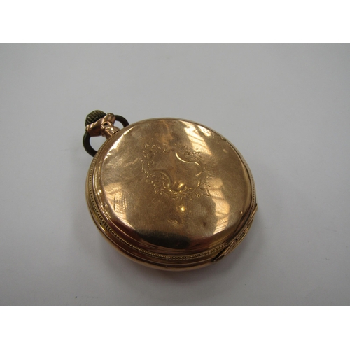 6226 - An early 20th Century gold hunter pocket watch, Arabic dial with pierced gilt hands and subsidiary s... 