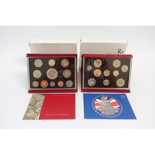 9101 - Royal Mint boxed/cased Proof coin sets for the years 2000-2004