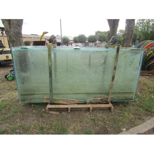 3258 - A large glass aquarium with a box steel stand, approximately 7' x 2'6