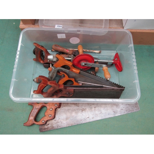 8264 - A box of mixed saws etc