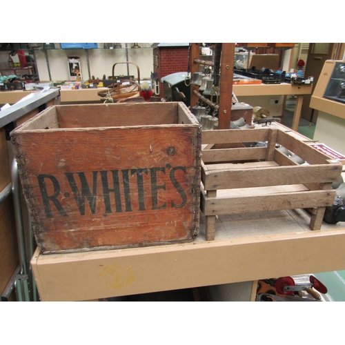 8271 - An R.Whites bottle crate and a wooden drying crate