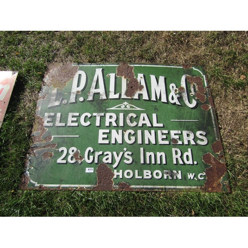 8372 - An enamel sign; E.P Allam & Co, Electrical Engineers, 40