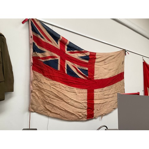 5032 - A WWI era Royal Naval ensign flag, thought to be from a battleship, some damage (C)