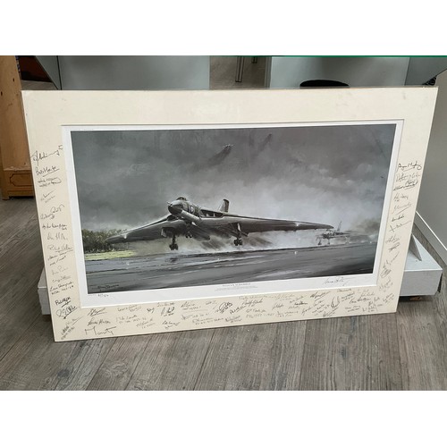 5041 - A Michael Rondot limited edition print ‘Vulcan Scramble’ depicting aircraft taking off, multiple sig... 