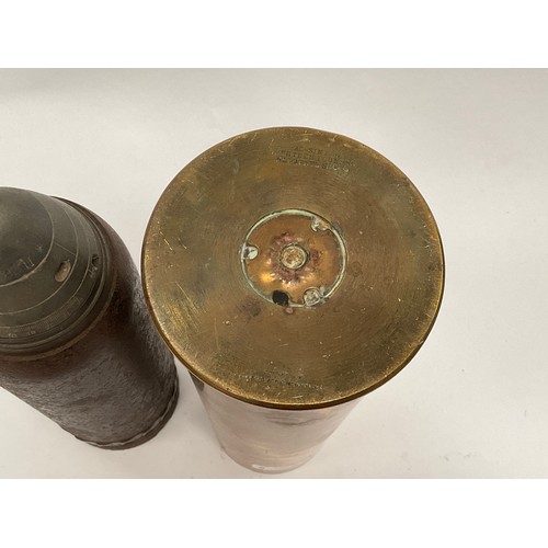 5044 - A WWI 18lb shrapnel shell head with brass case, deactivated  (C)