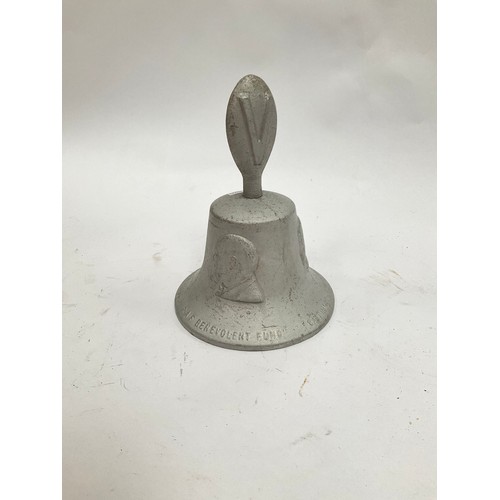 5071 - An RAF Benevolent Fund aircraft alloy bell with side portraits of Churchill, Stalin and Roosevelt, V... 