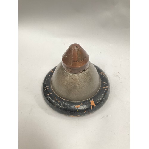 5080 - A WWI bomb timer mounted on base, marked ACHIET LE-PETIT 17-3-17, reputedly recovered by the vendor'... 