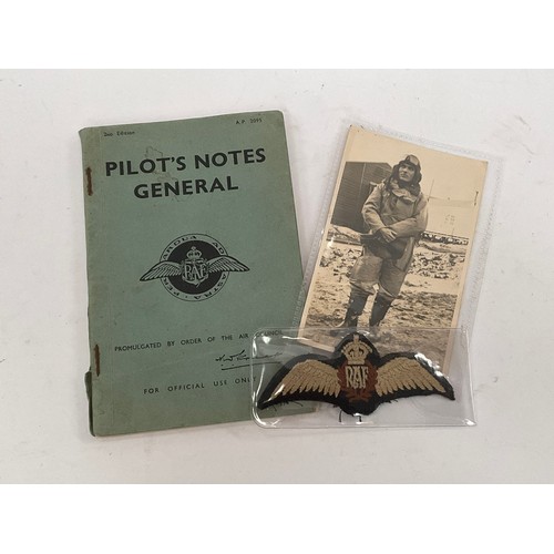 5094 - A set of WWII RAF pilot's wings with Pilot's Notes booklet dated April 1940 named to W/O N.V. SALT, ... 