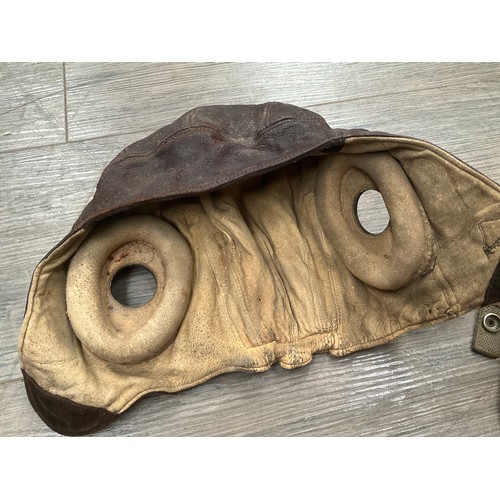 5142 - An RAF WWII C-Type leather flying helmet together with a pair of Mk 8 goggles, Lewis Mk. II pattern ... 