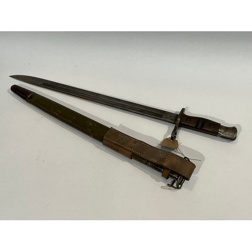 5280 - A WWI US 1917 Remington bayonet with steel mounted leather scabbard