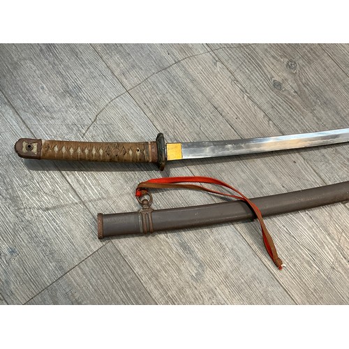 5308 - A WWII Japanese Type 98 Japanese Officer's Shin-Gunto sword, polished single-edged blade of typical ... 