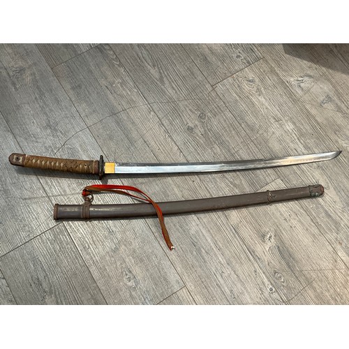 5308 - A WWII Japanese Type 98 Japanese Officer's Shin-Gunto sword, polished single-edged blade of typical ... 