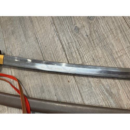 5308 - A WWII Japanese Type 98 Japanese Officer's Shin-Gunto sword, polished single-edged blade of typical ... 