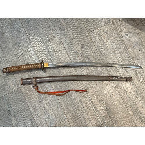 5308 - A WWII Japanese Type 98 Japanese Officer's Shin-Gunto sword, polished single-edged blade of typical ... 