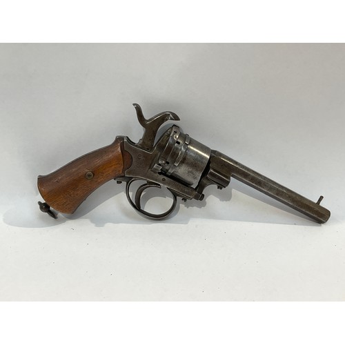 5319 - A 19th Century Belgian pinfire revolver, faceted barrel, action a/f