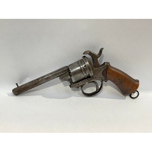 5319 - A 19th Century Belgian pinfire revolver, faceted barrel, action a/f