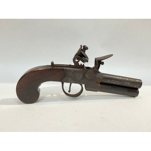 5325 - An 18th Century flintlock double barrel over and under pocket pistol   (C)