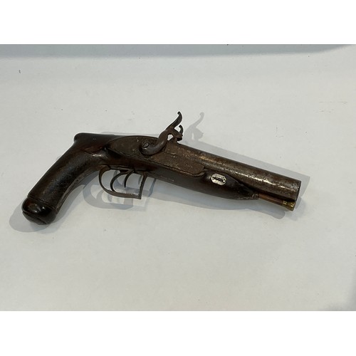 5327 - A 19th Century Continental double barrel percussion pistol.   (C)