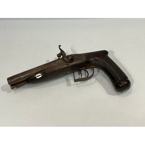 5327 - A 19th Century Continental double barrel percussion pistol.   (C)