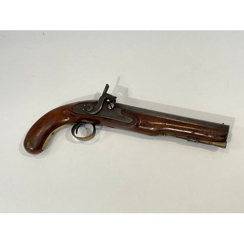 5333 - A 19th Century officer's flintlock to percussion conversion pistol, signed H. Nock on the lock, mark... 