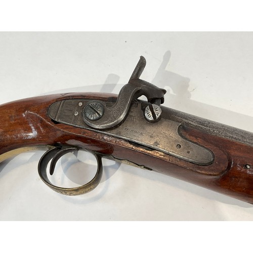 5333 - A 19th Century officer's flintlock to percussion conversion pistol, signed H. Nock on the lock, mark... 