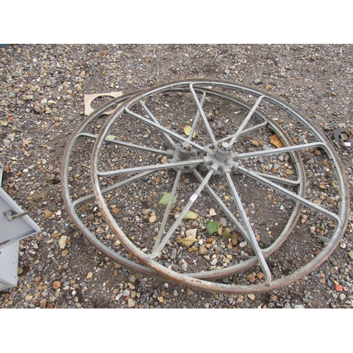 3294 - A pair of alloy cart wheels