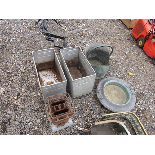 3329 - Two Walls Ice Cream boxes, greenhouse heater, copper pan and a coal bucket