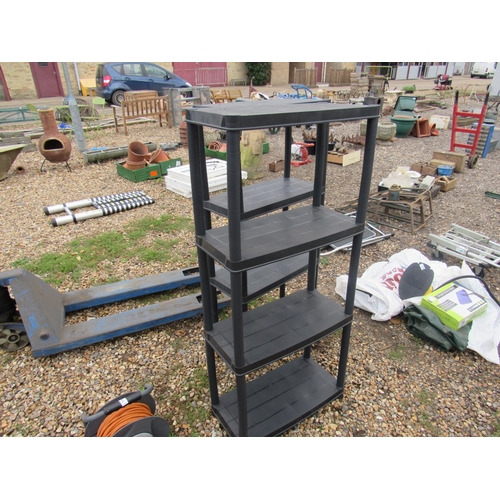 3368 - Two four-tier plastic workshop shelf units