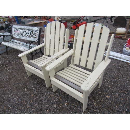 3397 - A pair of wooden garden chairs