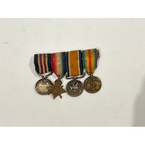 5375 - A WWI miniature medal group of four consisting of Military Medal and 1915 star medal trio