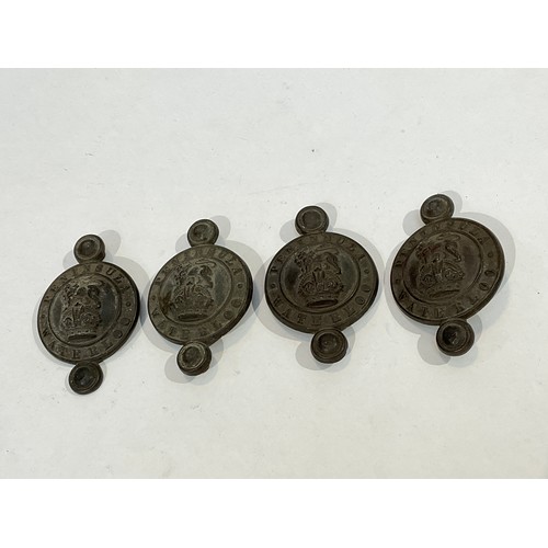 5387 - Four early 20th Century Household Cavalry breastplate badges, of circular form with Peninsular Water... 