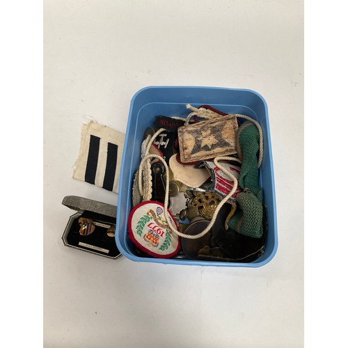 5400 - A box of mixed medals, badges and buttons etc