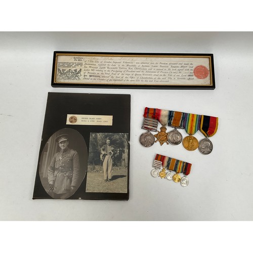 5424 - A Boer War to WWI medal group of five consisting of Queen’s South Africa Medal (QSA) with Diamond Hi... 