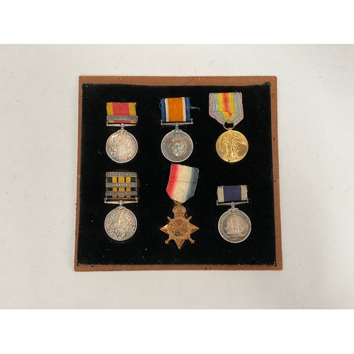 5426 - A Victorian and WWI medal group of six consisting of East and West Africa Medal  (1892) with Brass R... 