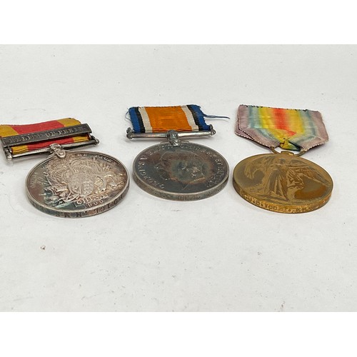 5426 - A Victorian and WWI medal group of six consisting of East and West Africa Medal  (1892) with Brass R... 