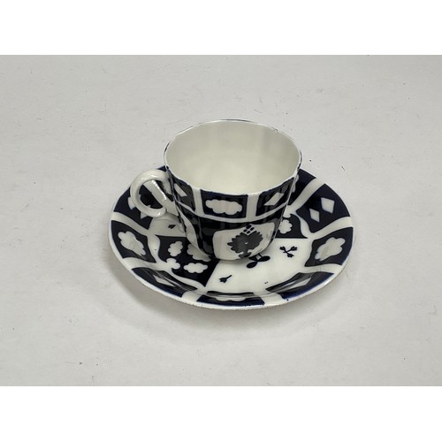 5444 - A WWII German Kriegsmarine U-Boat blue and white porcelain cup and saucer marked with Bauscher Weide... 