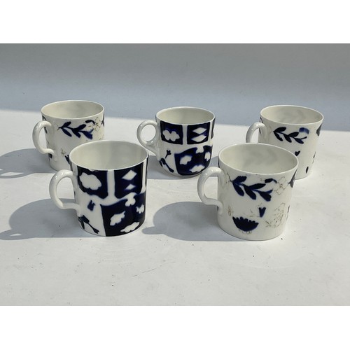 5455 - Five WWII German Kriegsmarine U-Boat blue and white porcelain cups, all marked Bauscher Weiden Unter... 