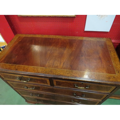 4023 - A late 18th Century revival figured walnut chest with burr and herringbone crossbanding the two shor... 